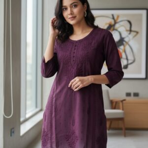 Premium Dobby Cotton Chikan Work Short Top