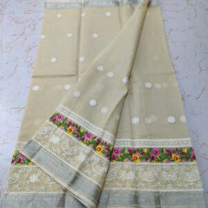 KOTA DORIA MIX COTTON HAND MACHINE EMBROIDERY SAREE WITH BLOUSE SET 3