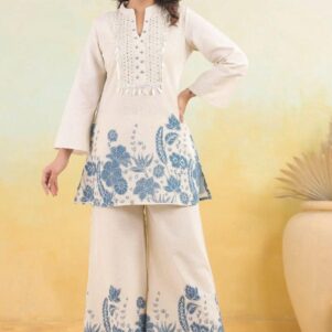 Cotton Slub Kurta & Palazzo Co‑ord Set