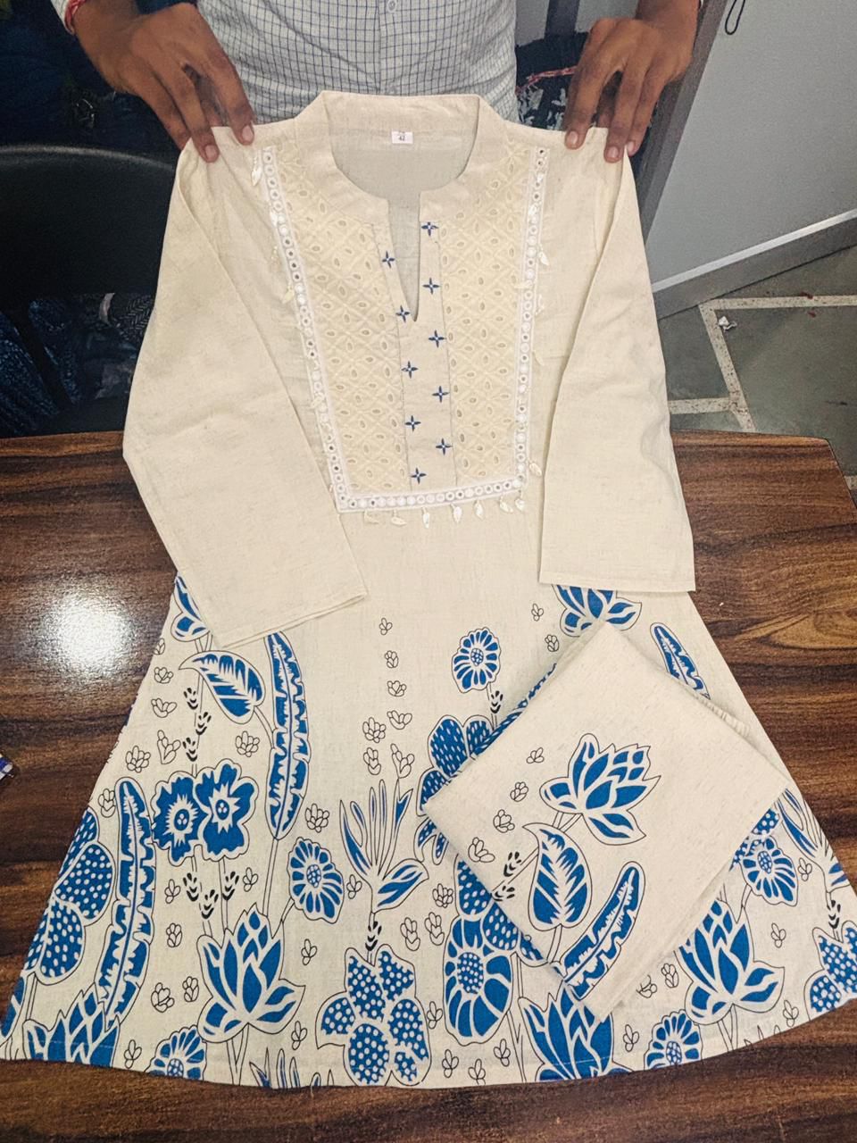 Cotton Slub Kurta & Palazzo Co‑ord Set - Image 4