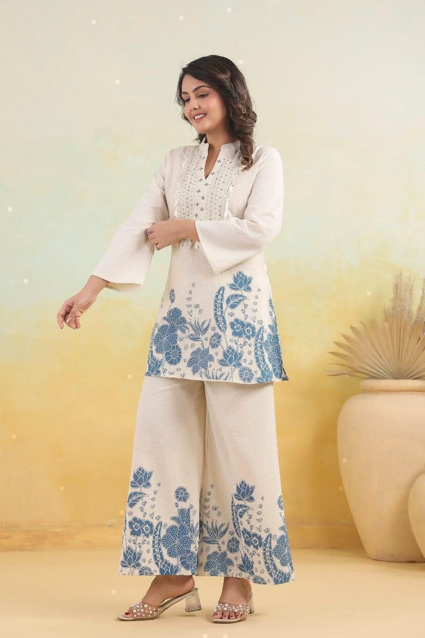 Cotton Slub Kurta & Palazzo Co‑ord Set - Image 5