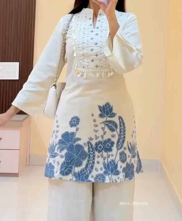 Cotton Slub Kurta & Palazzo Co‑ord Set - Image 7