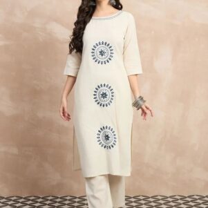 Elegant Ivory Cotton Flex Kurta Set